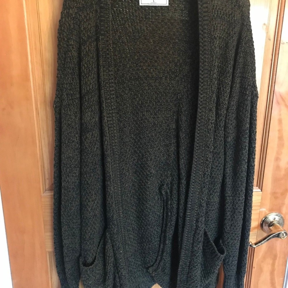 Abercrom.&Fitch green/brown long cotton cardigan L